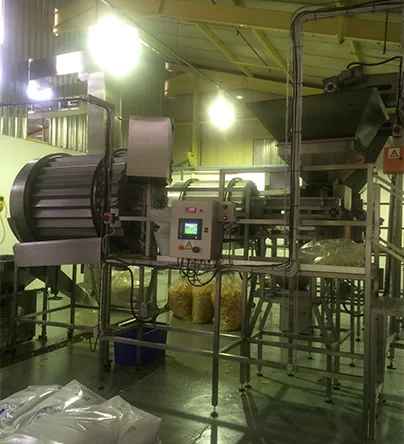 Stainless processing machinery and a control panel in a nut processing plant